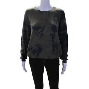 Decker Womens Cotton Knit Tie Dye Round Neck Pullover Sweater Top Green Size S